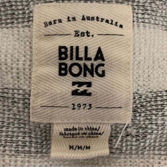 Billabong Gray and White Striped Hoodie Sz M - Picture 4 of 6